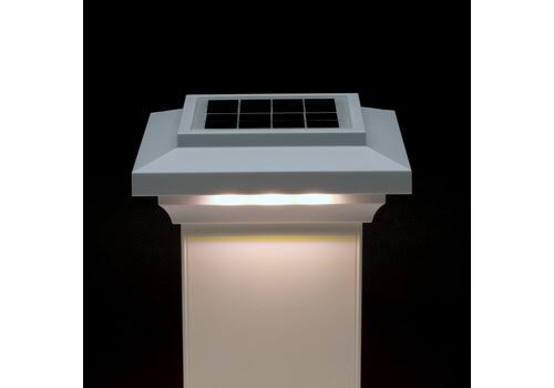 5-1/2 in. x 5-1/2 in. White Solar Post Cap Light H17203