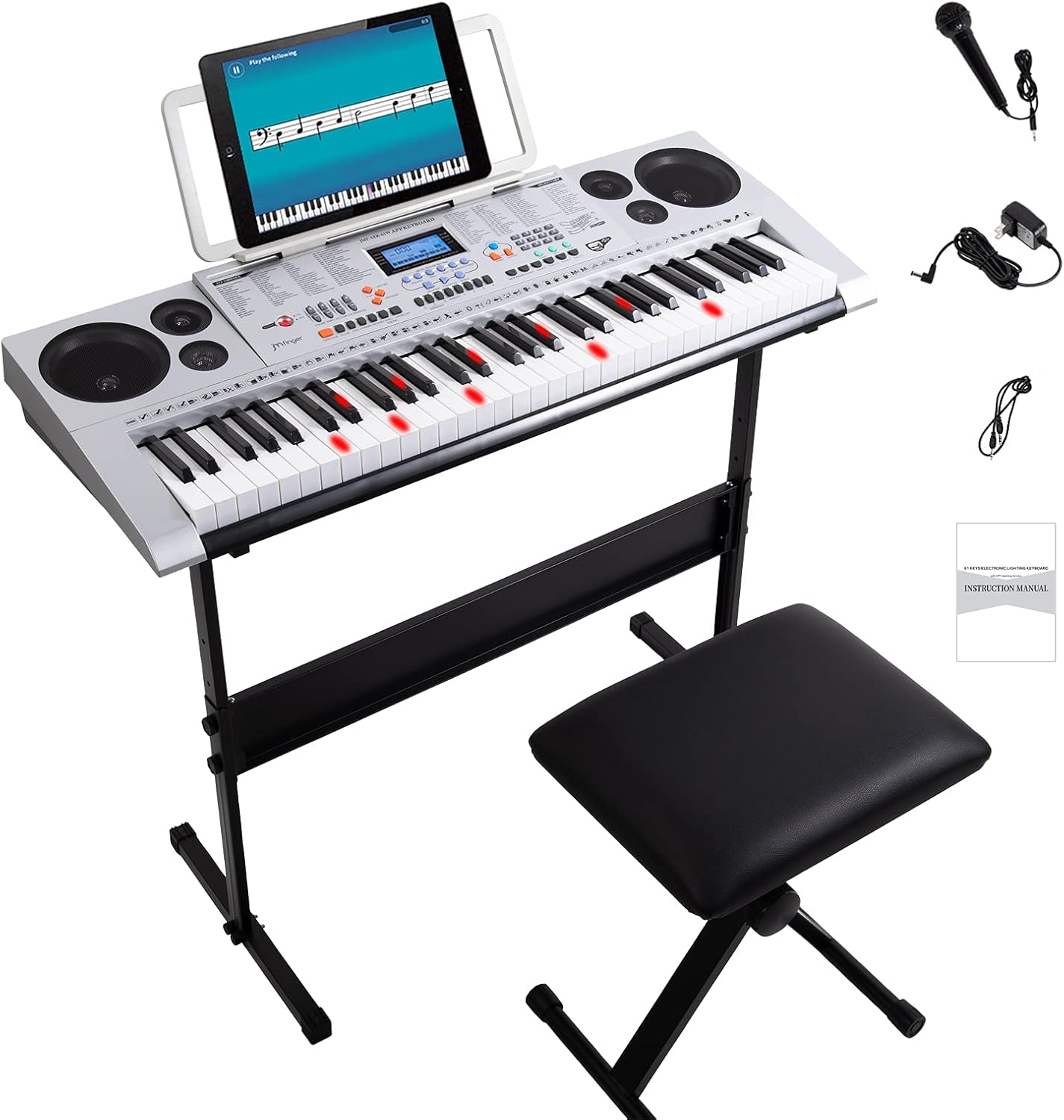 61 Electronic Digital Piano Keyboard with Full-Size Keys U46509