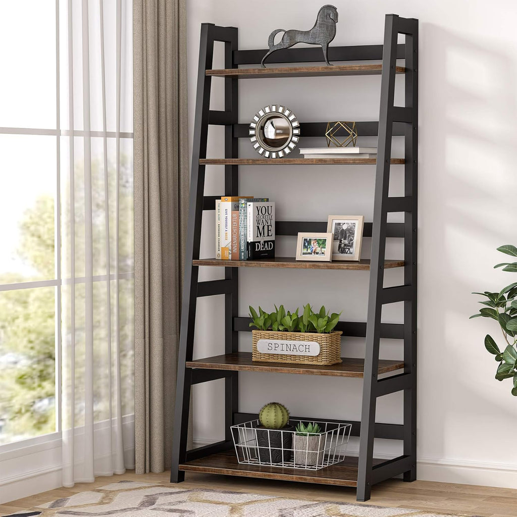 5-Tier Industrial Ladder Shelf Bookcase R661
