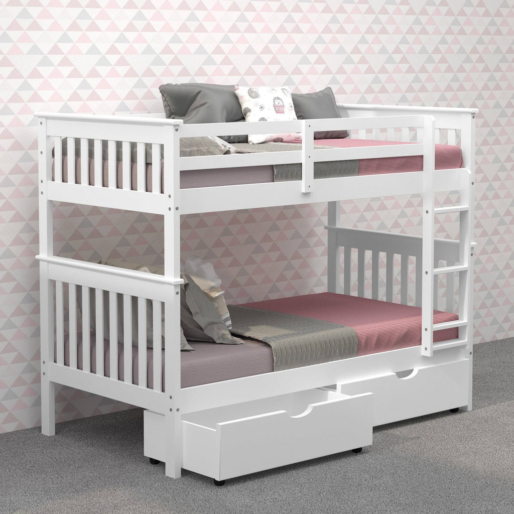Twin over Twin Bunk Bed in White Q567771