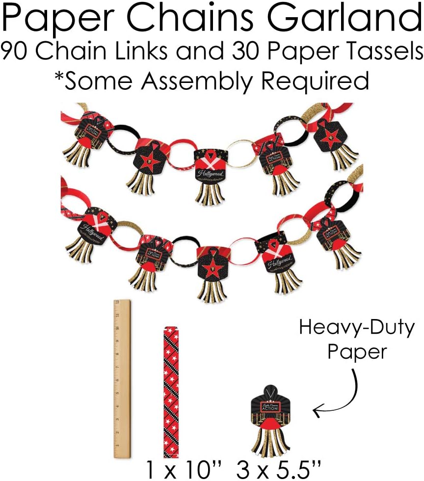 Red Carpet Hollywood Banner and Photo Booth Decorations Party Supplies Kit P92424