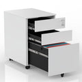 White 3-Drawer Mobile Metal Lockable File Cabinet with Keys and Casters P243