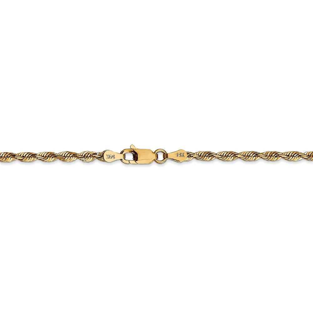 14kt Yellow Gold Diamond Cut Rope Chain 24 inch Lobster Clasp C536
