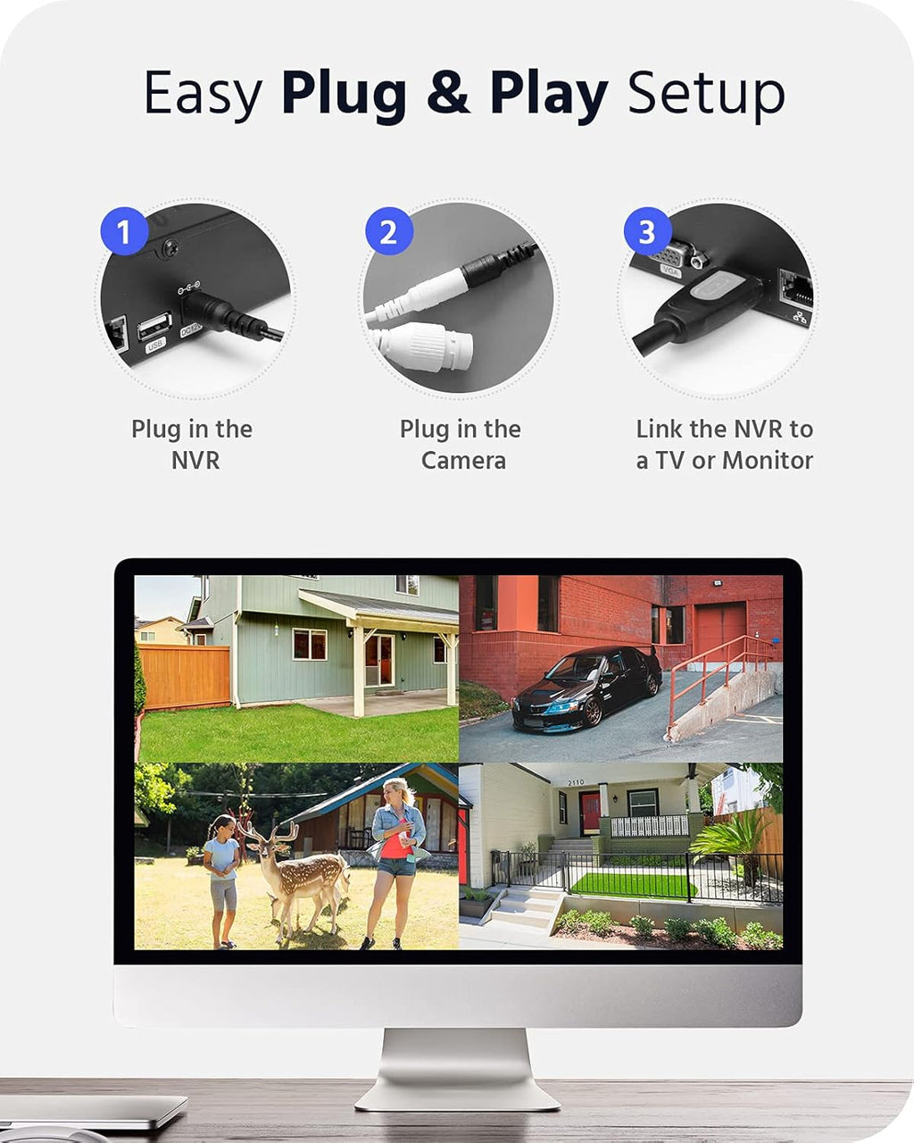3MP Wireless Security Camera System with 4Pcs IP Cameras E46984