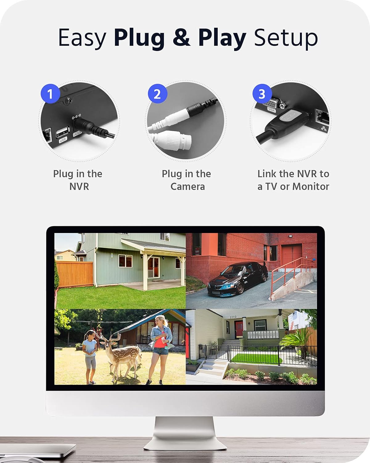 3MP Wireless Security Camera System with 4Pcs IP Cameras E46984
