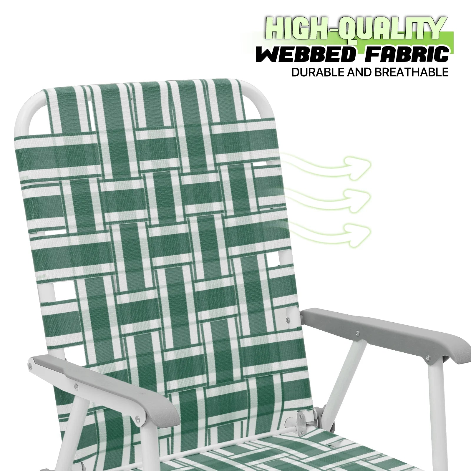 Dark Green 2 Pieces Folding Beach Chairs with Armrests X519295