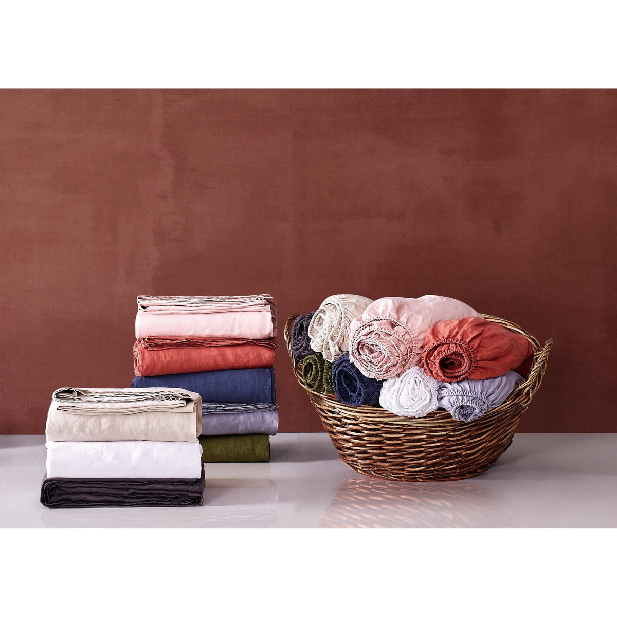 Blush Flax Linen California King Sheet Set Q678318