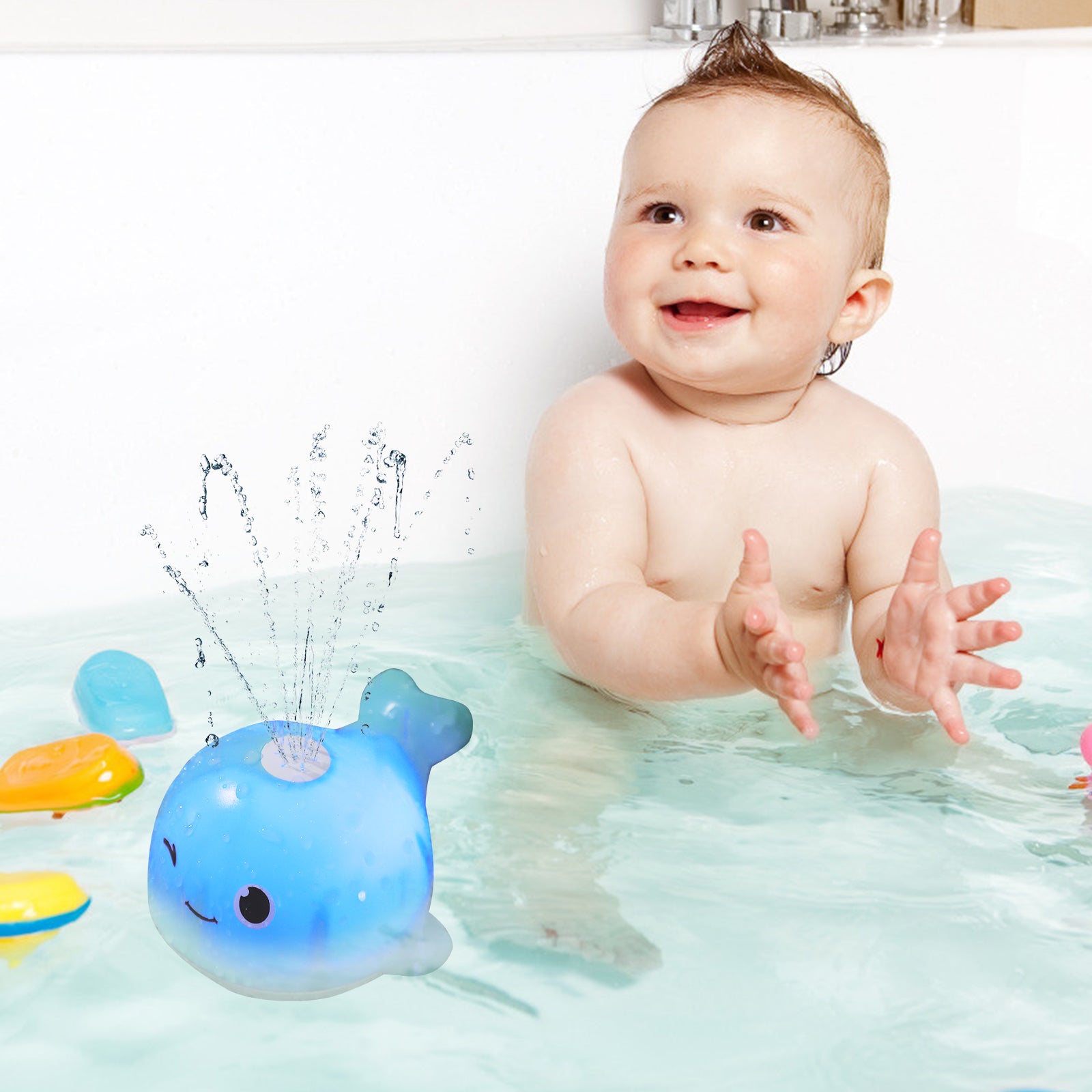 2 Pcs Spouting Whale Bath Tub Toy F6867