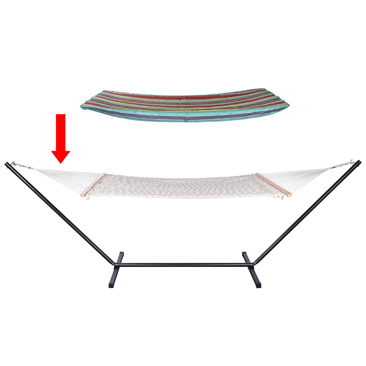 2 Person Hammock with Stand, 500Lbs, with Carrying Case V7308