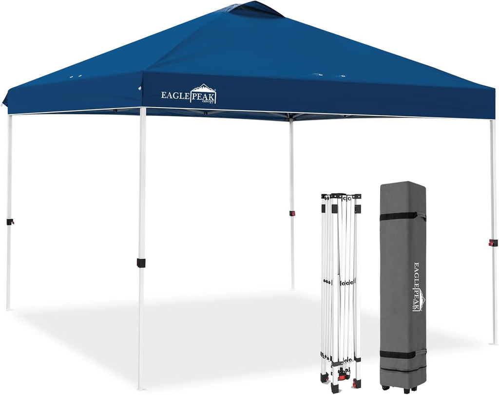 10' x 10' Light Blue Pop Up Canopy Tent with Wheeled Carrying Bag N556