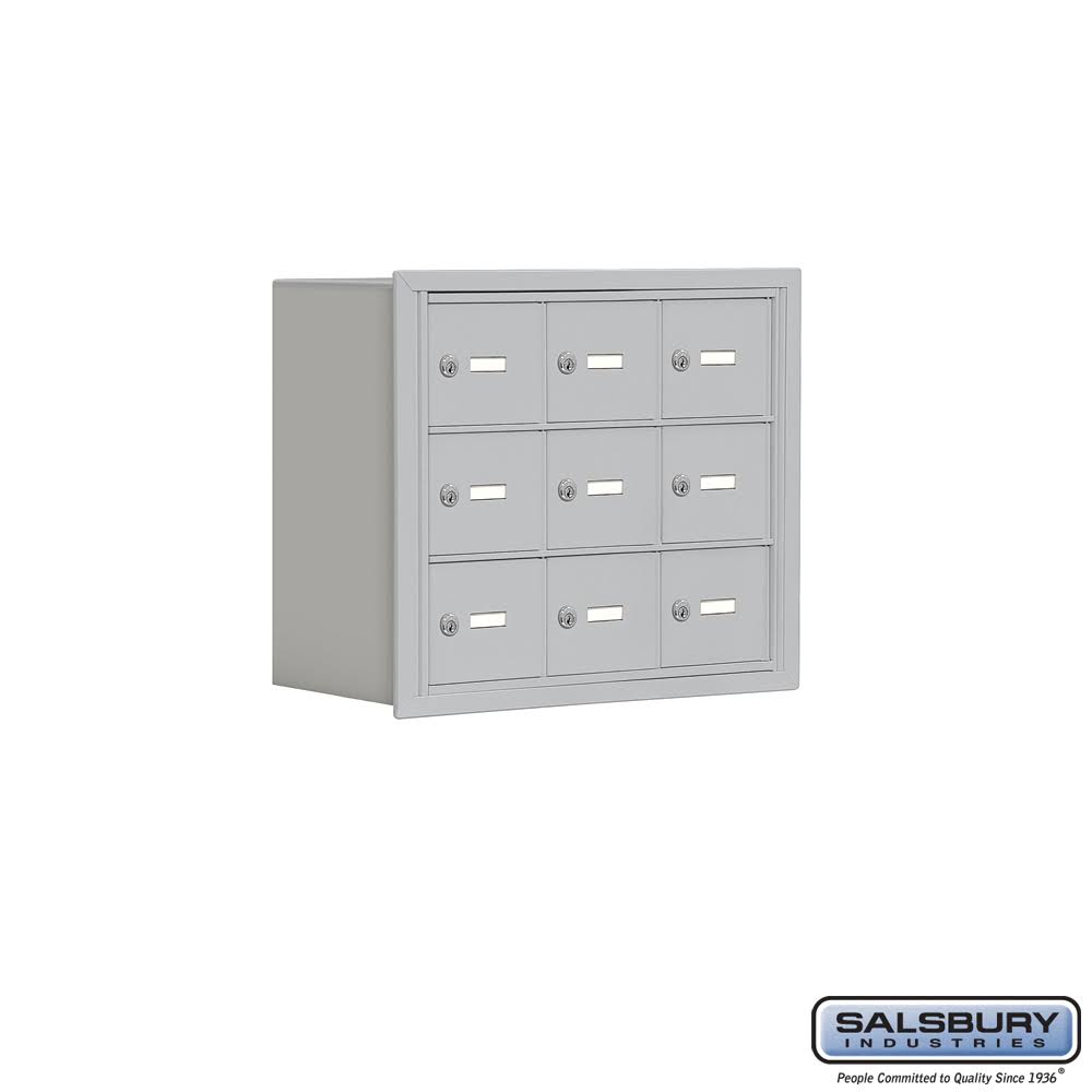 8 in. Aluminum Cell Phone Storage Locker, 3 Door High Unit, 9 Doors, Master Keyed L91787
