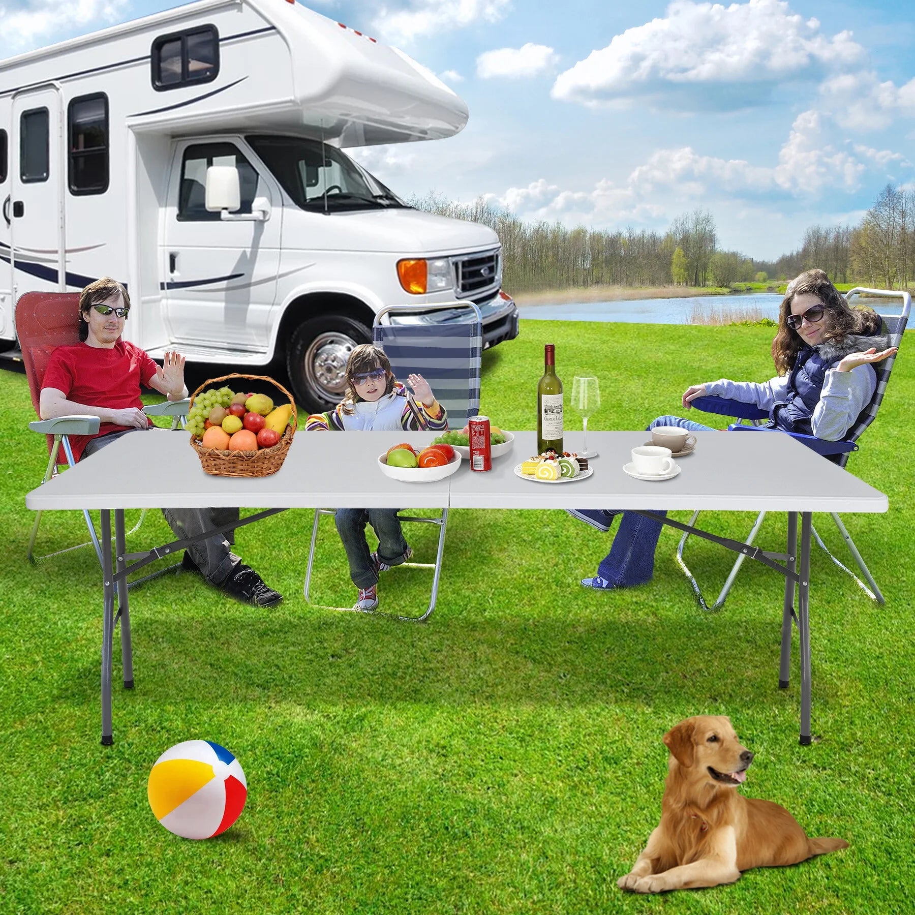 8 ft Plastic Folding Camping Table L977