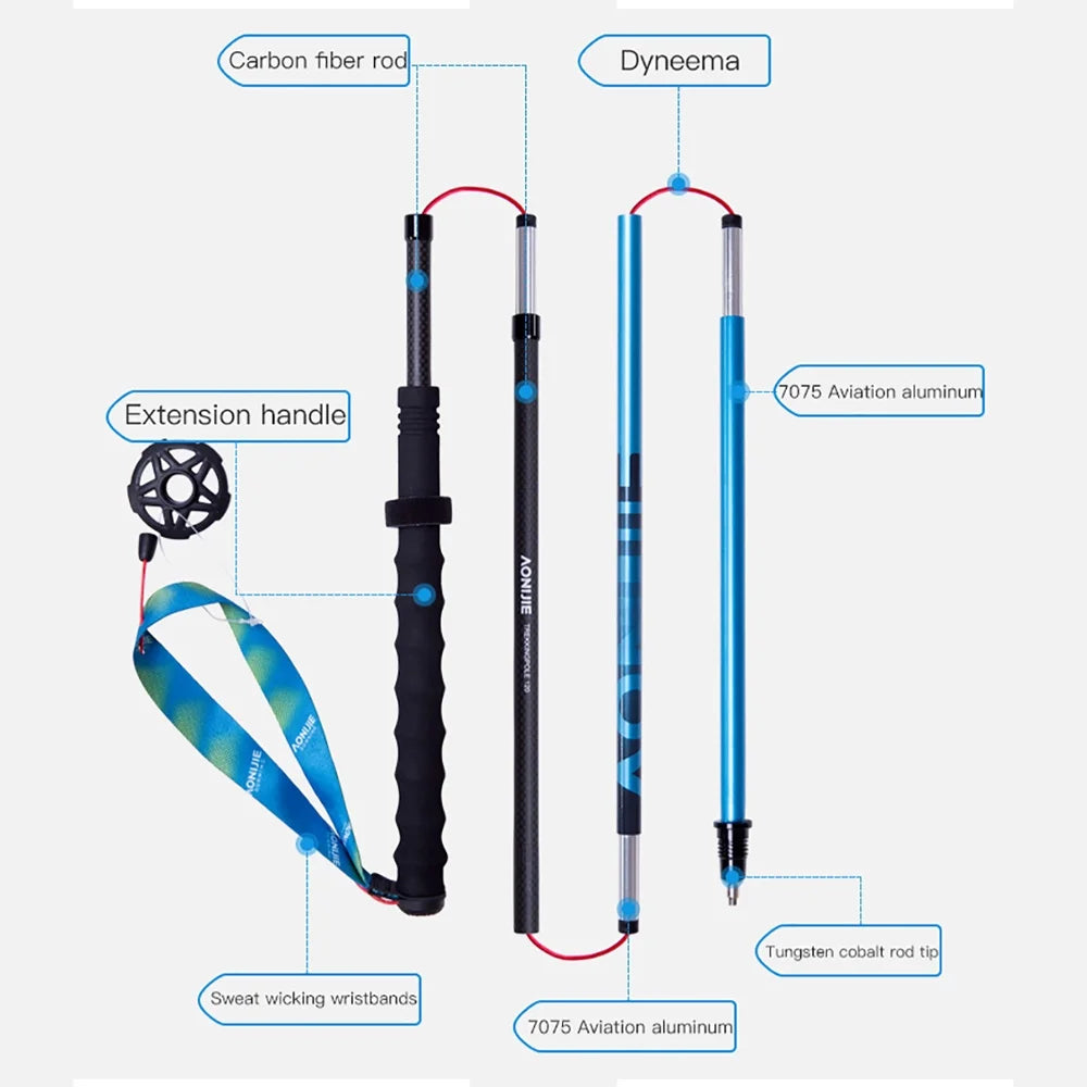 Ultralight Fiber Hiking Poles with Anti-Shock and Quick Lock System A549