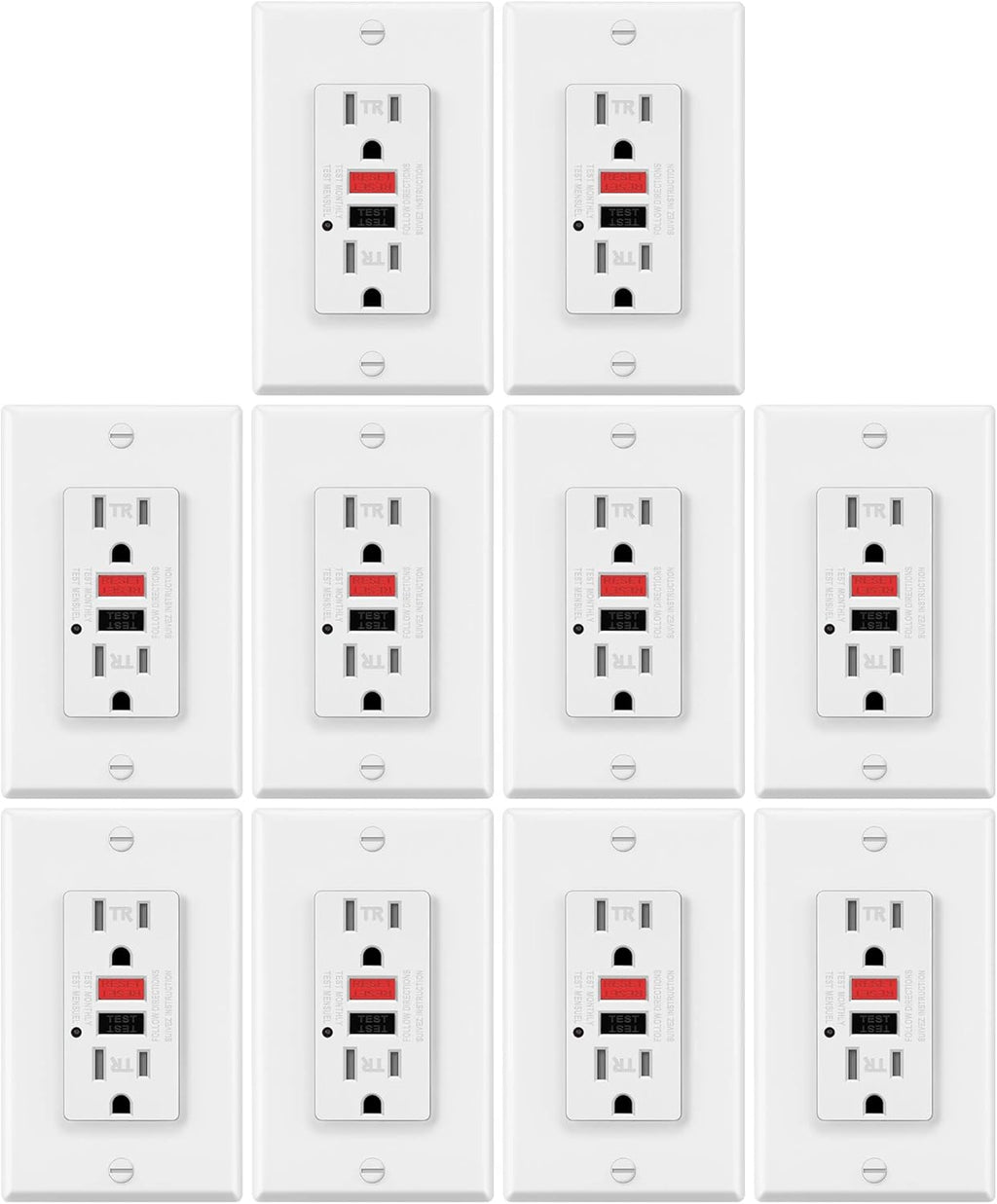 15A/125V Tamper Resistant GFCI Outlets with LED Indicator, White B880