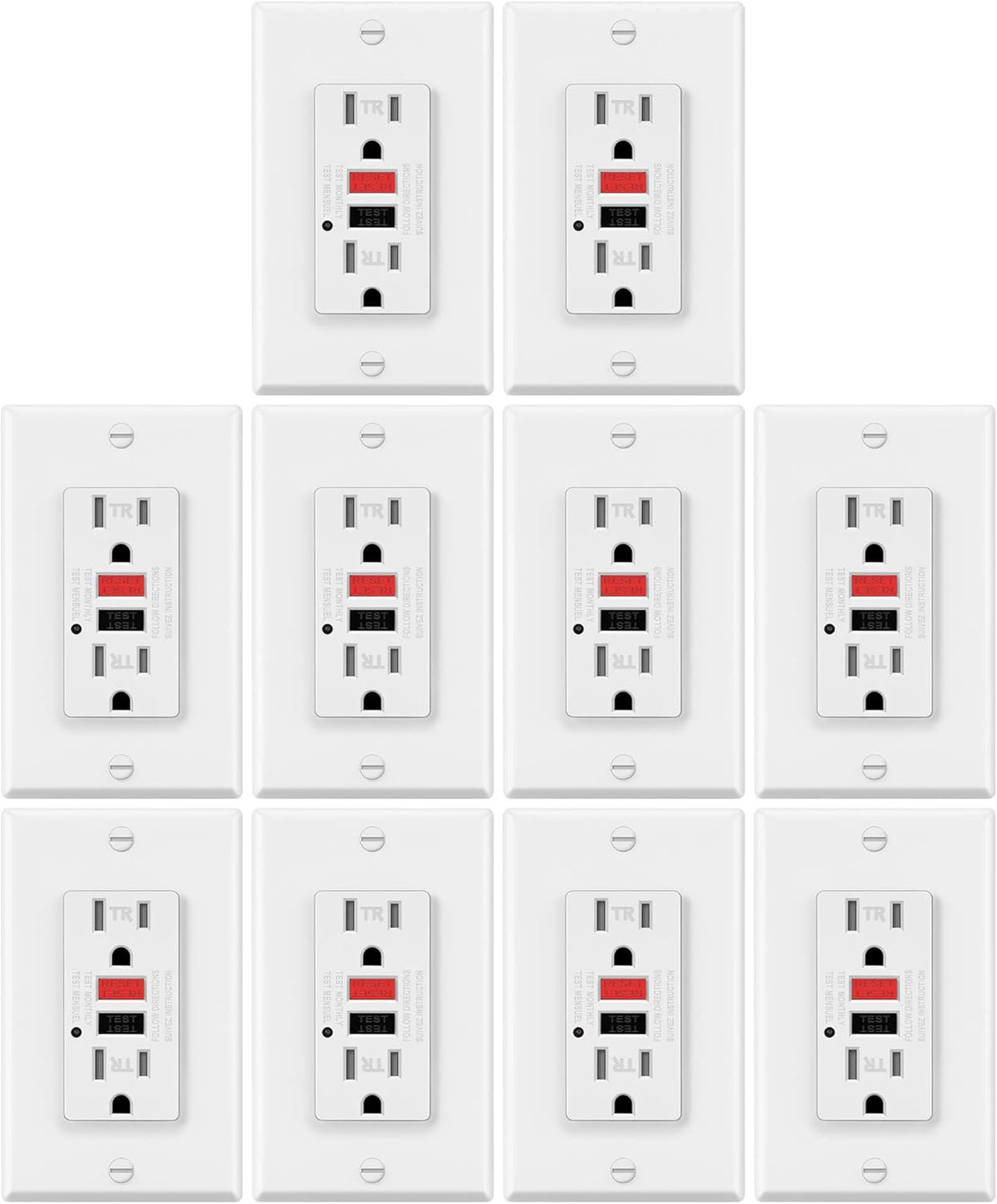 15A/125V Tamper Resistant GFCI Outlets with LED Indicator, White B880