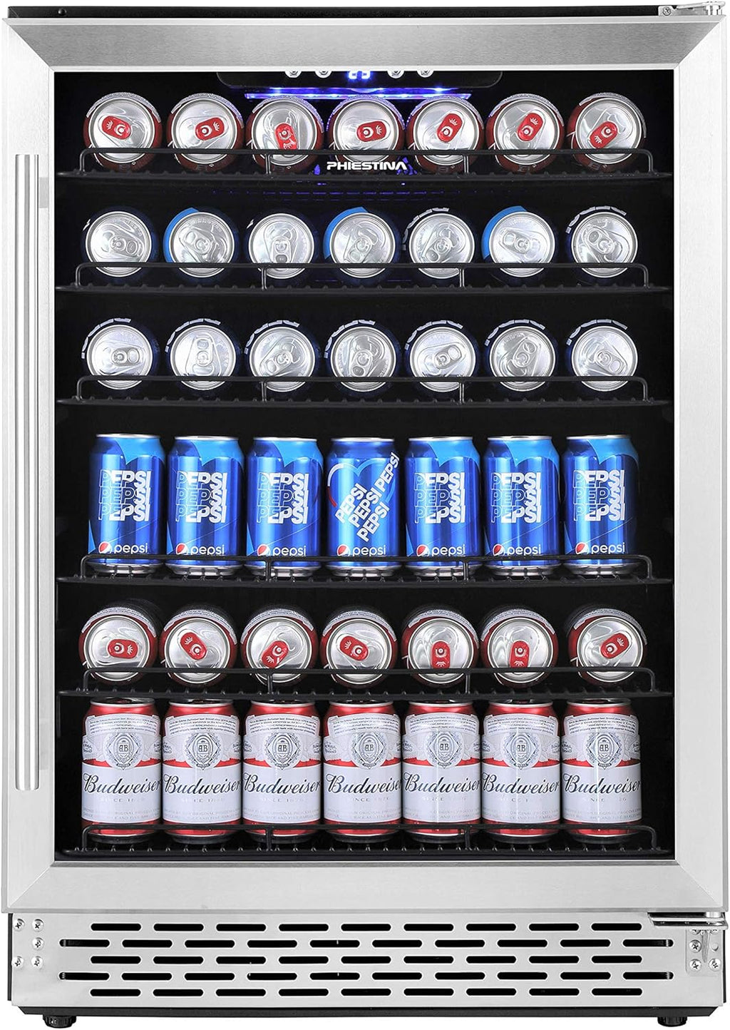 24 Inch 175 Can Built-in Beverage Cooler Refrigerator with Glass Door T182311