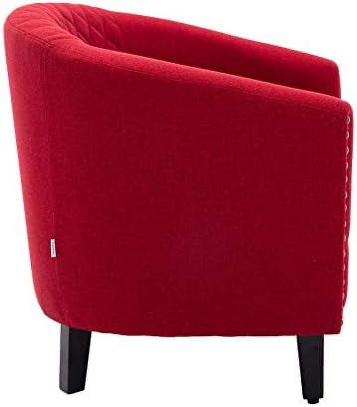 Brown Leather Upholstered Accent Arm Chair with Solid Wood Legs L35866