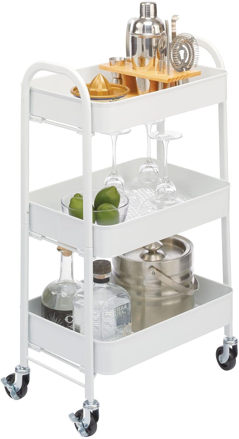Mint Green 3-Tier Rolling Metal Storage Cart with 4 Caster Wheels K8849