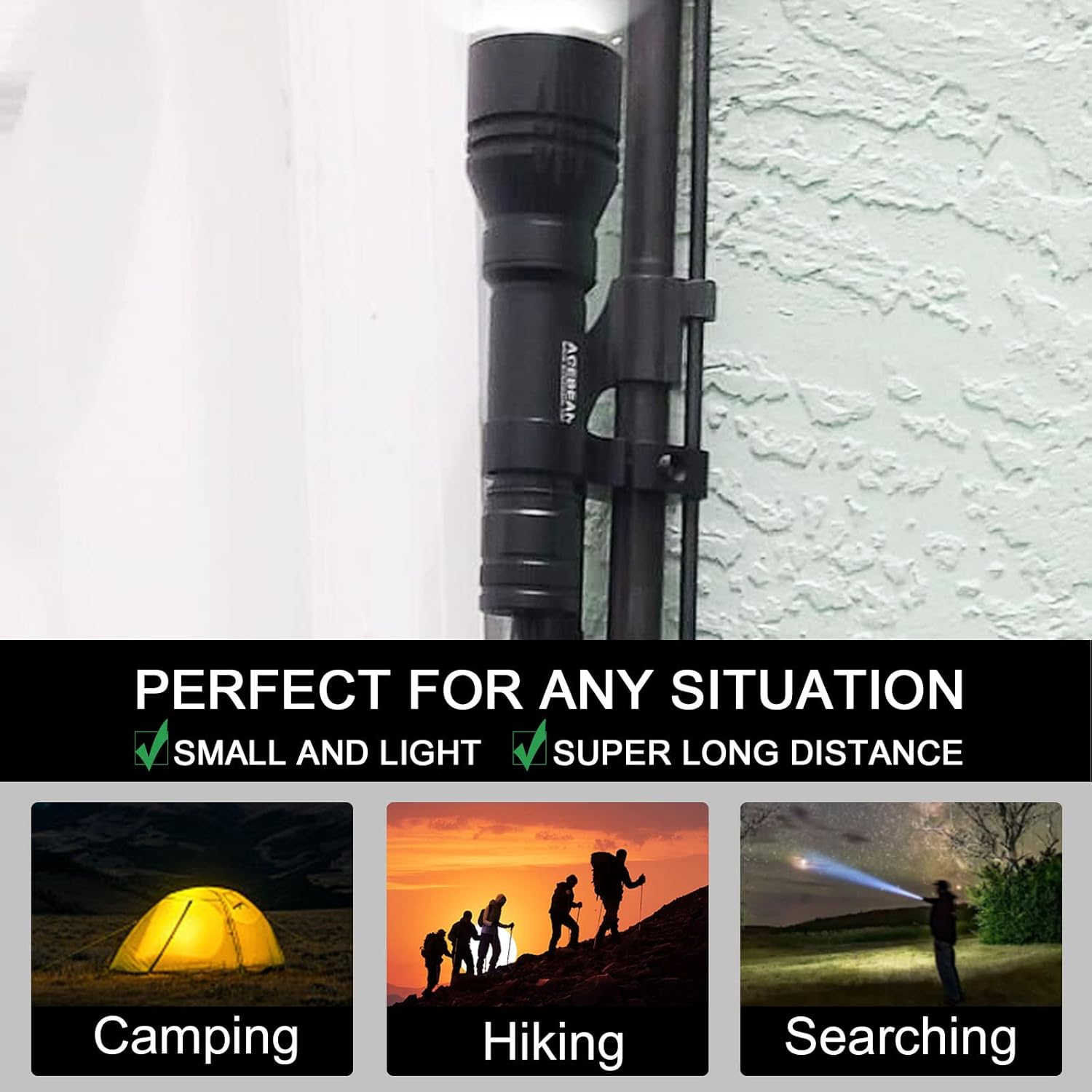 Tactical Flashlight 2632 Feet Long Range Throw 1400 Lumens LED Flashlight with 3100mAh USB Rechargeable Battery J102083