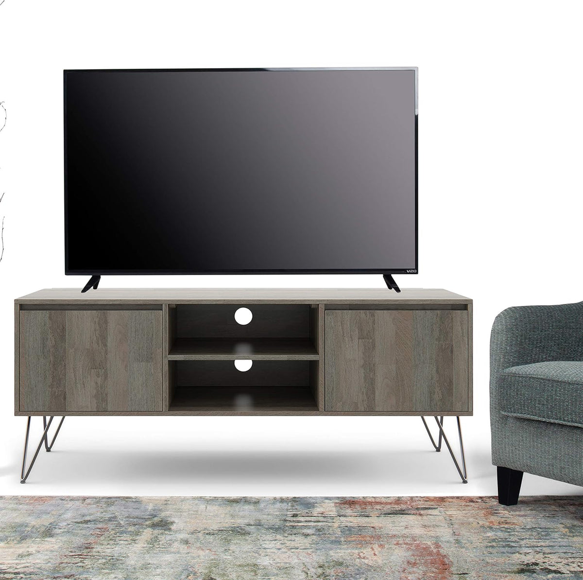 60 inch Solid Wood TV Media Stand in Grey I862