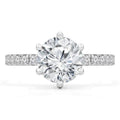 14K White Gold Round Diamond Hidden Halo Solitaire Engagement Ring Q836