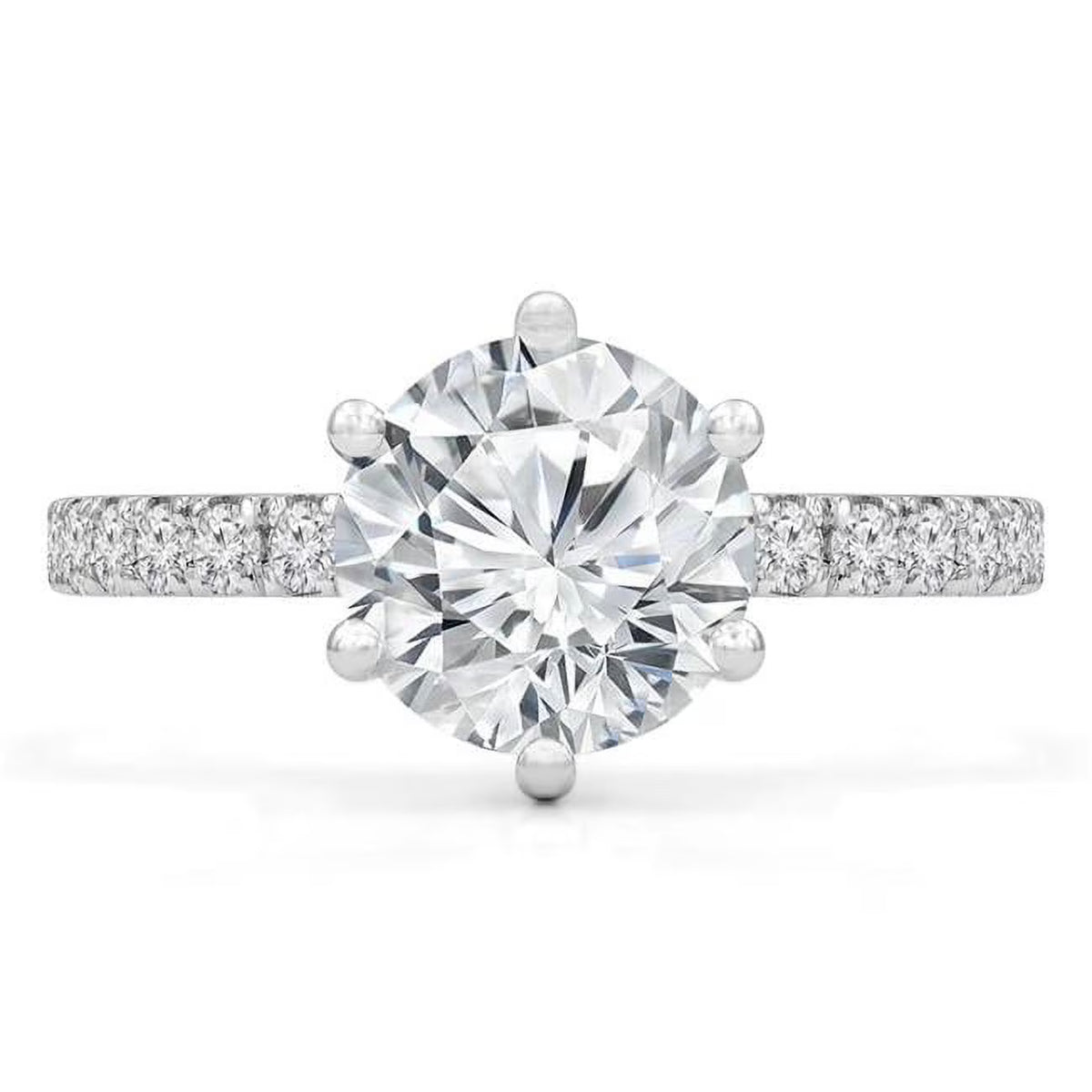 14K White Gold Round Diamond Hidden Halo Solitaire Engagement Ring Q836