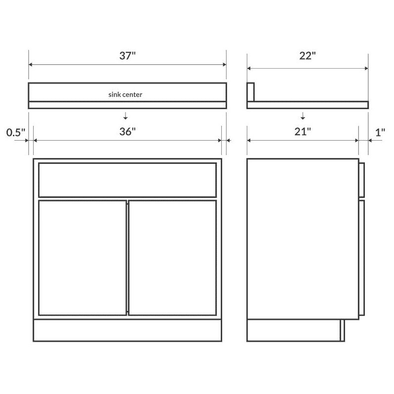 Burlywood Granite Vanity Top 37 in x 22 in with Backsplash 4 in Spread C913