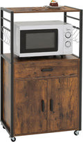 Rustic Brown Rolling Kitchen Island Cart with Drawer W65820