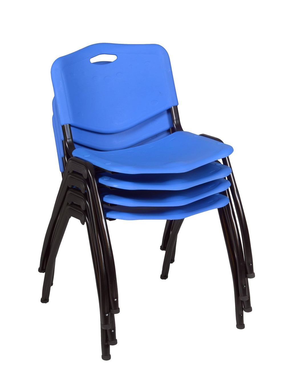Grey Round Breakroom Table & 4 Blue Stack Chairs L785386