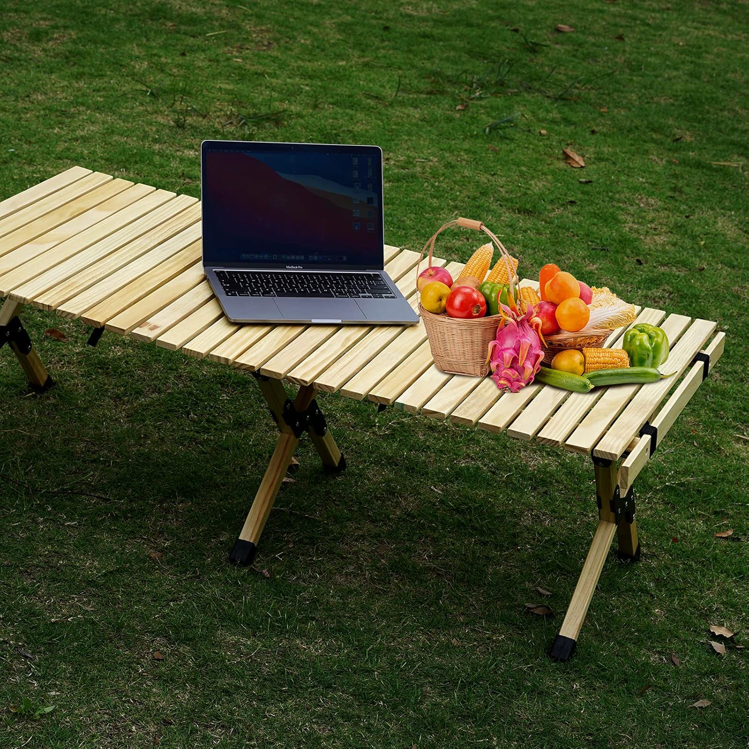 Portable Folding Wooden Camping Table with Carry Bag N99947