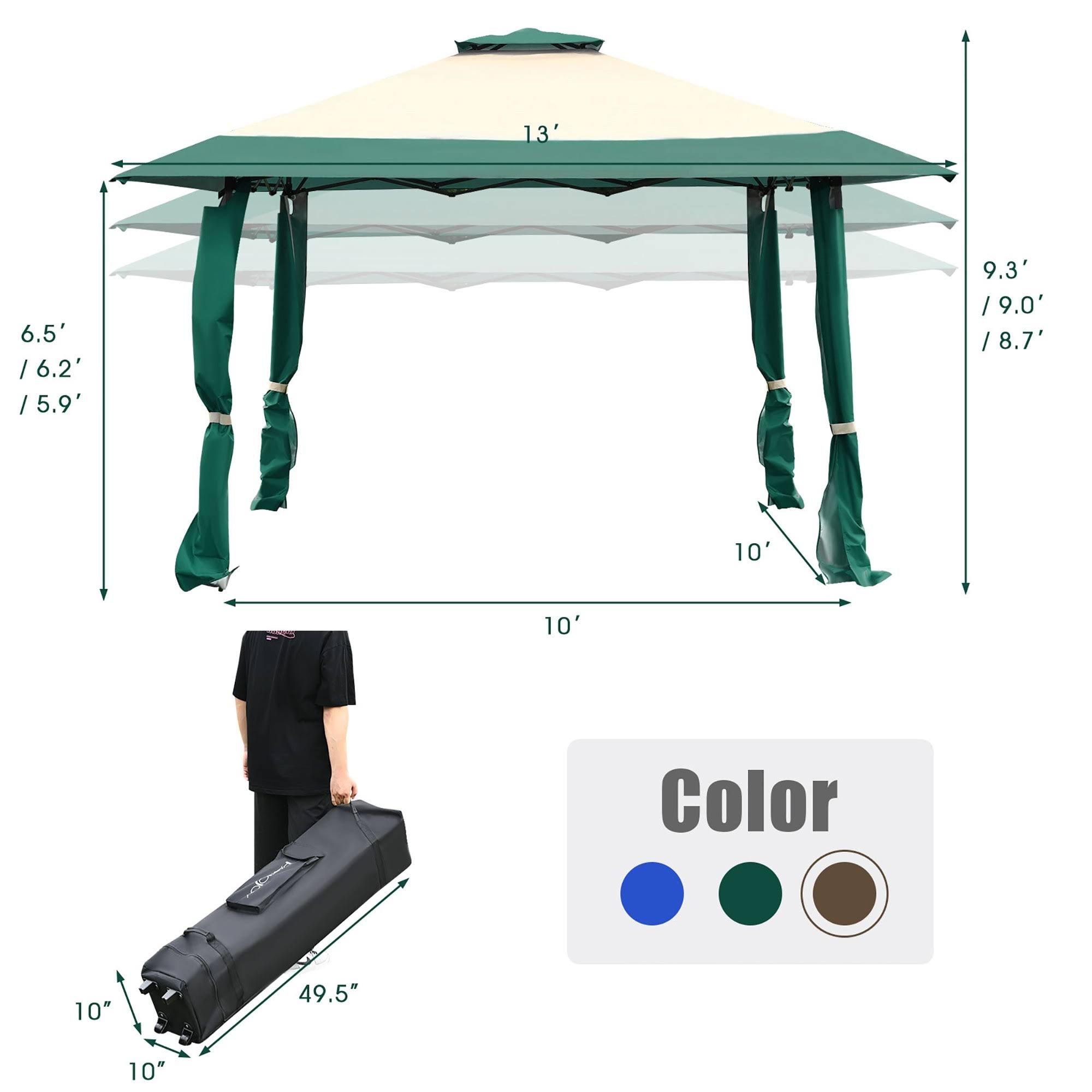 Green Gazebo Canopy Shelter Tent E9673
