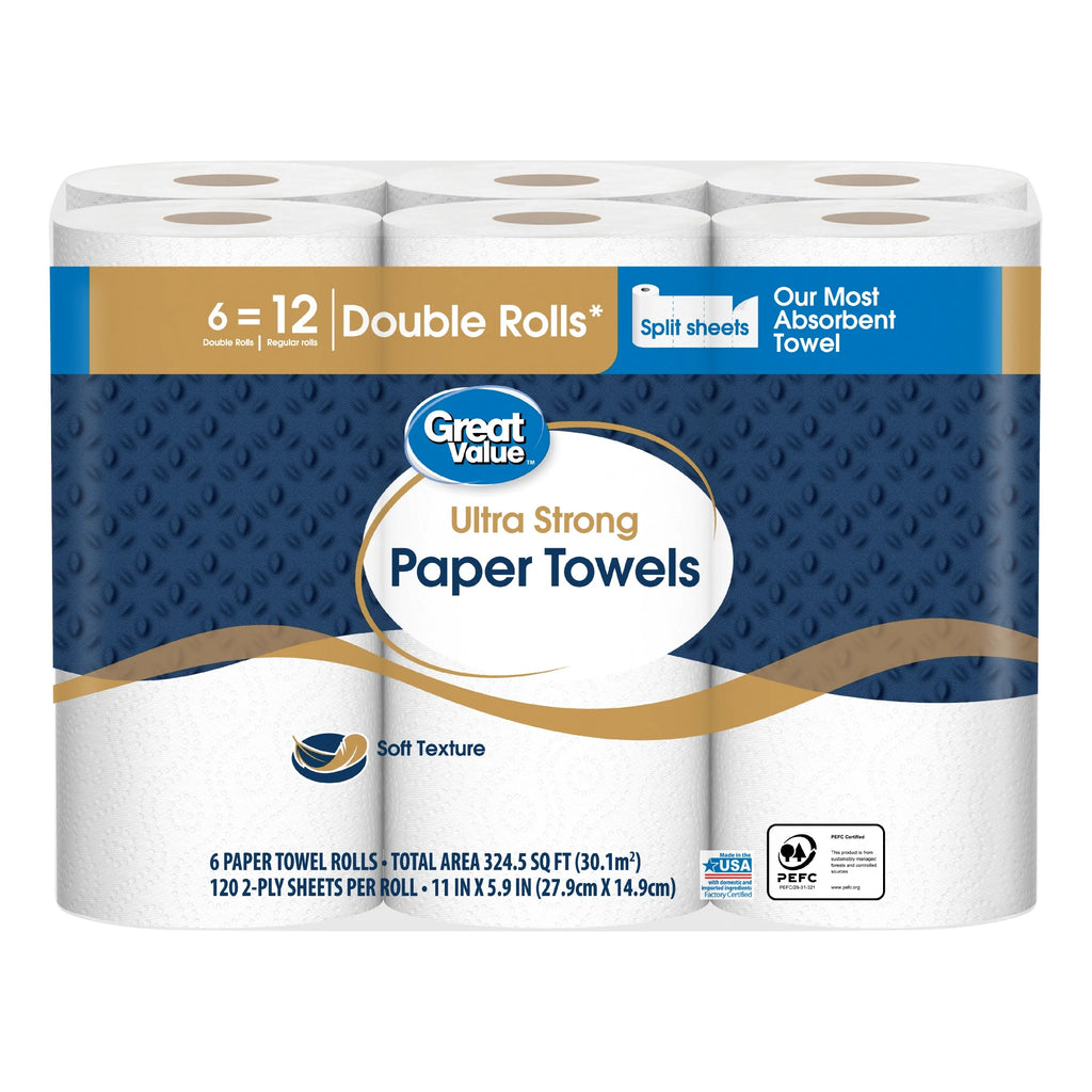 (4 pack) Ultra Strong Paper Towels, 6 Double Rolls J17953