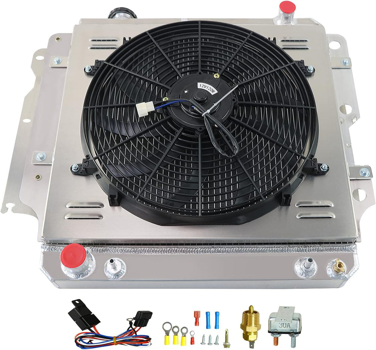 All Aluminum 3 Row Radiator with Shroud Fan Relay Kit N41478