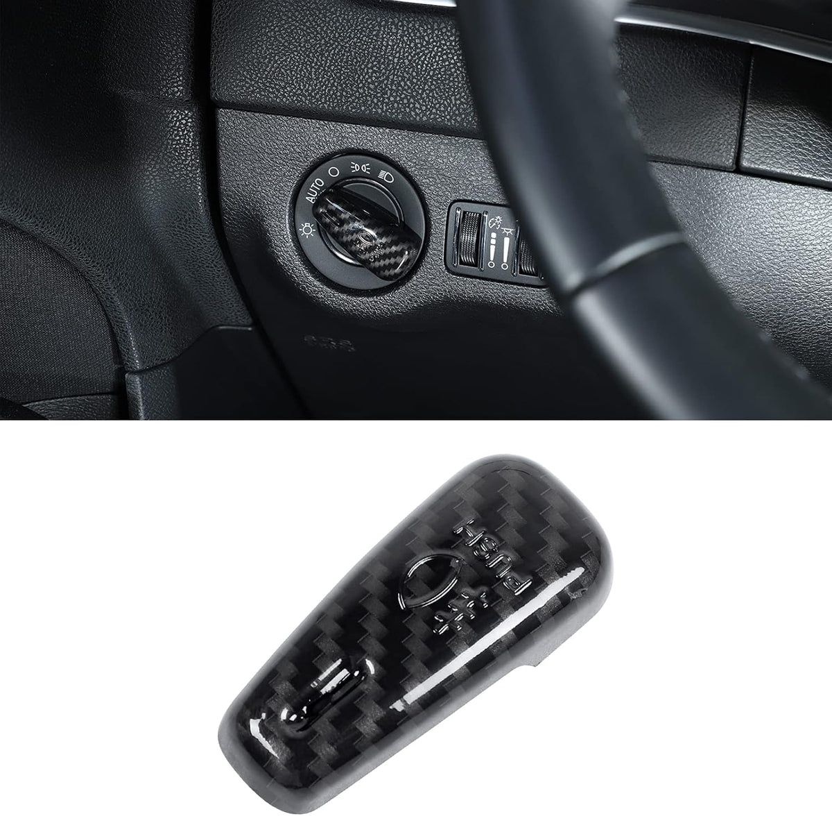 Red Carbon Fiber Headlight Control Switch Knob Cover Trim Pack of 2 Q367656