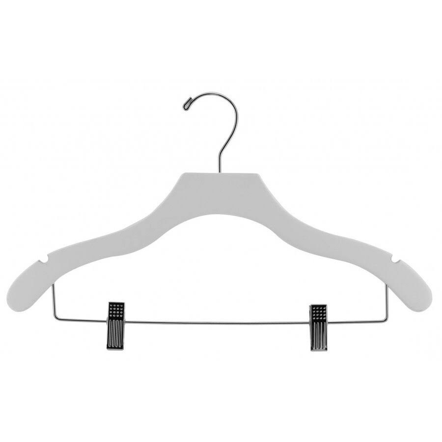 White Notched Wavy Combo Hanger with Clips (Case of 50) L839440