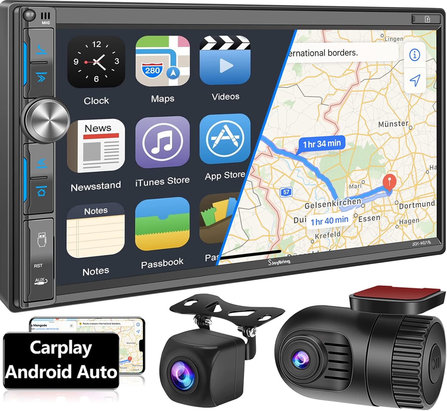 Double Din Car Stereo with 7 HD Touchscreen, Bluetooth 5.2, Backup Camera Y336470