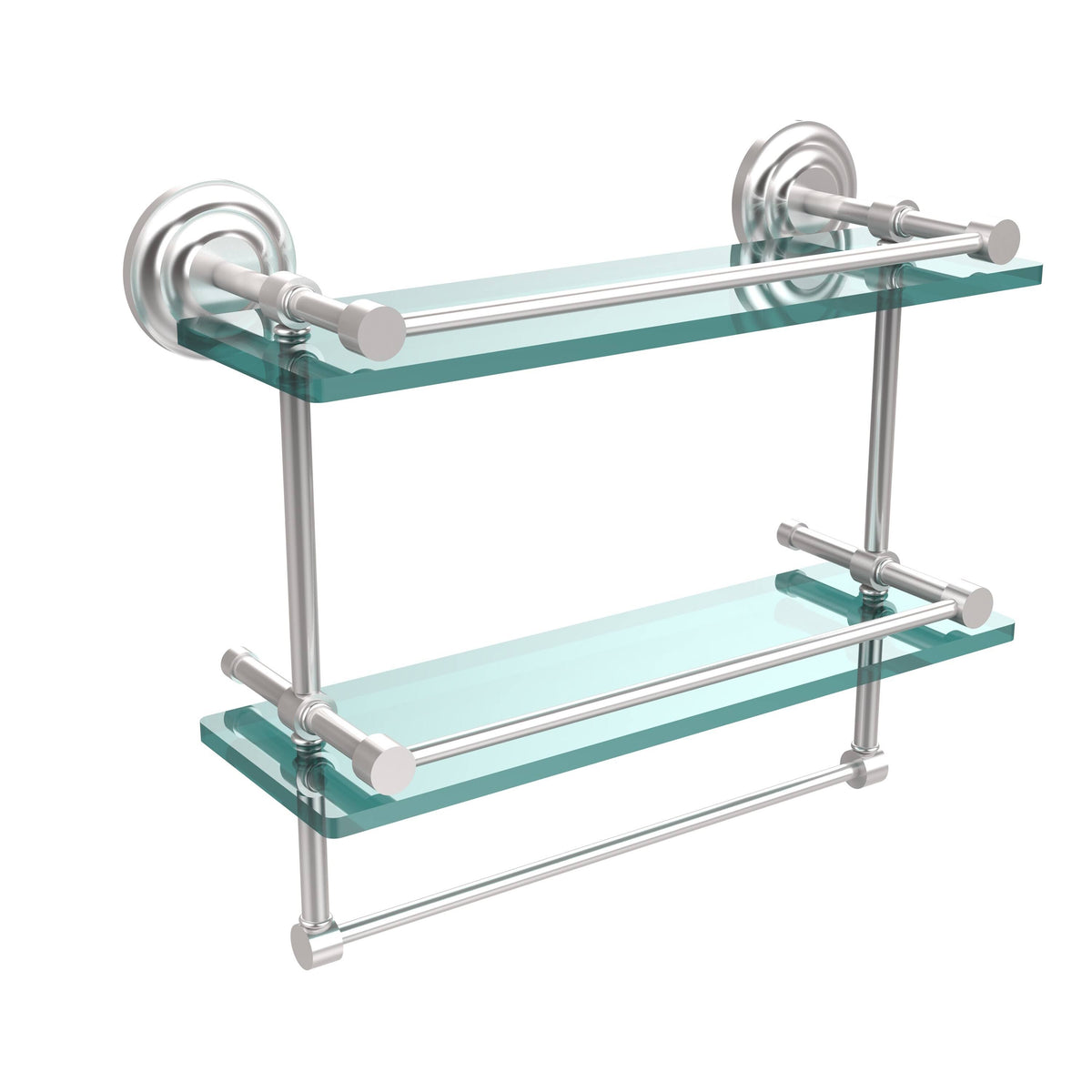 Antique Bronze Double Glass Shelf with Towel Bar O2231