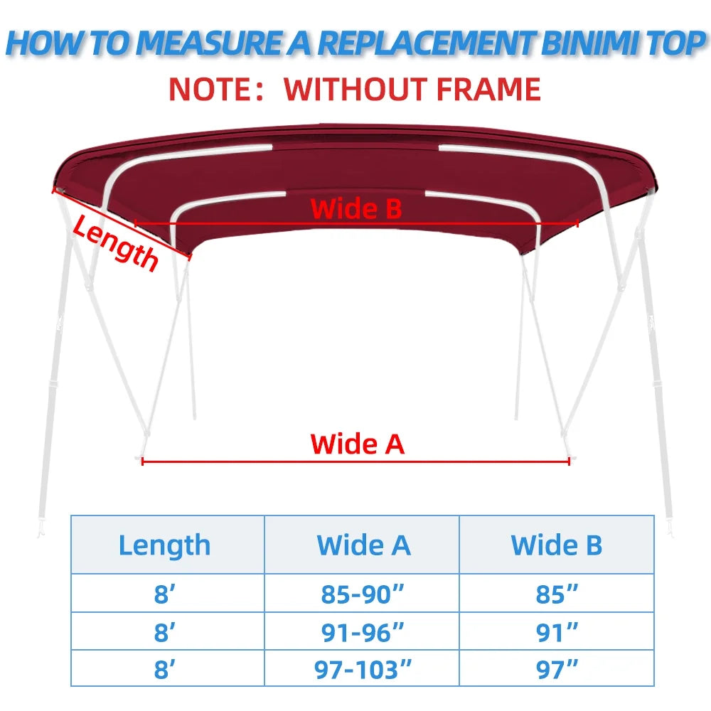 Burgundy Marine Grade Waterproof Bimini Top Replacement Cover G476905