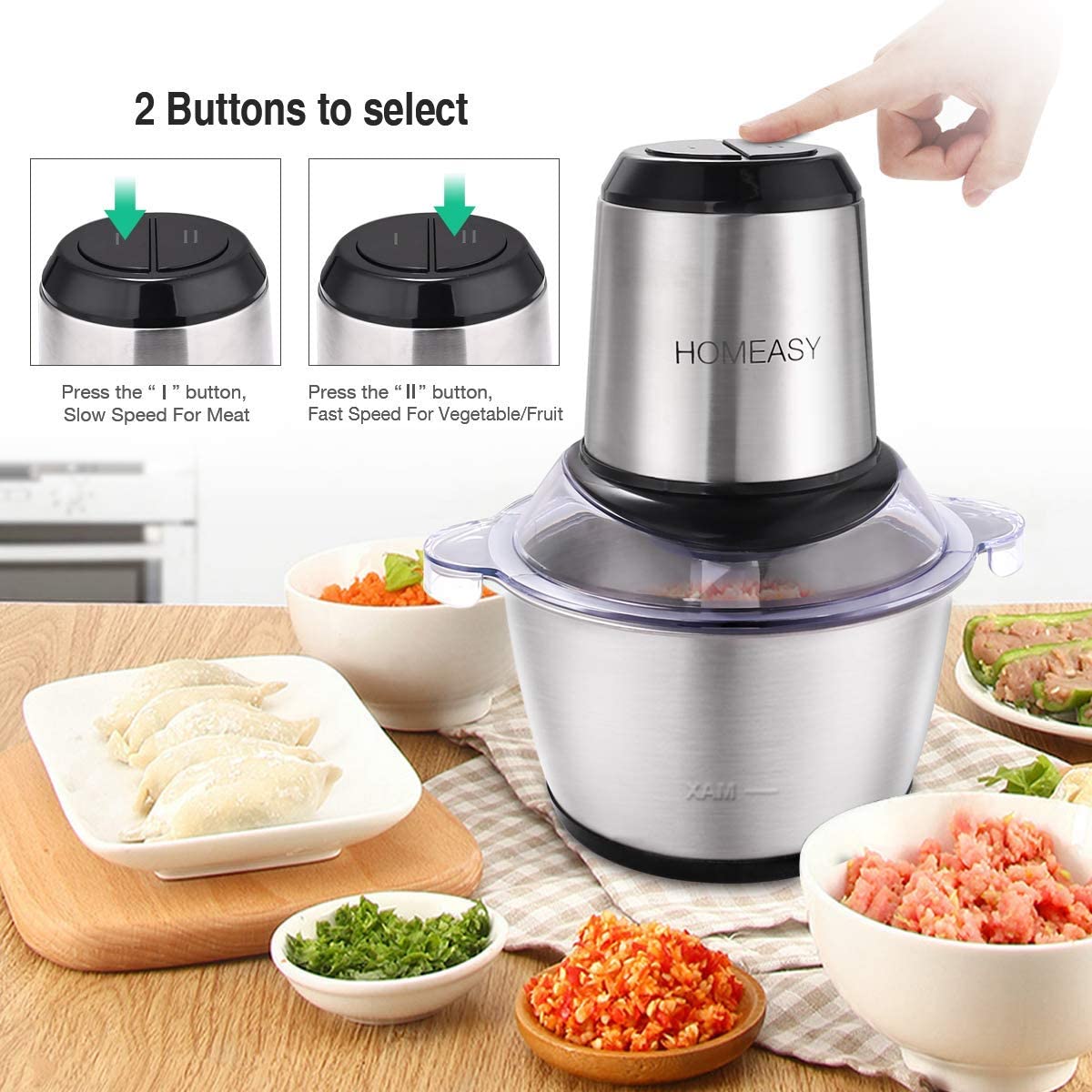 Stainless Steel Food Processor 2L 350W 8 Cups M5837