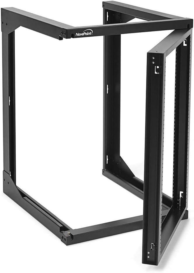15U Wall Mount Open Frame Network Rack with Swing Out Hinged Gate V745558
