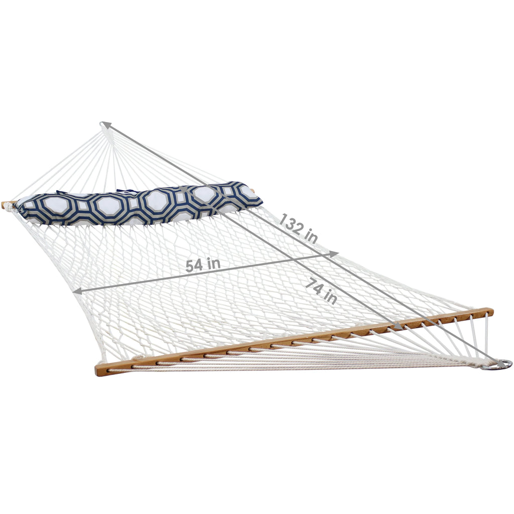 White Polyester Rope Hammock with Pillow B14216