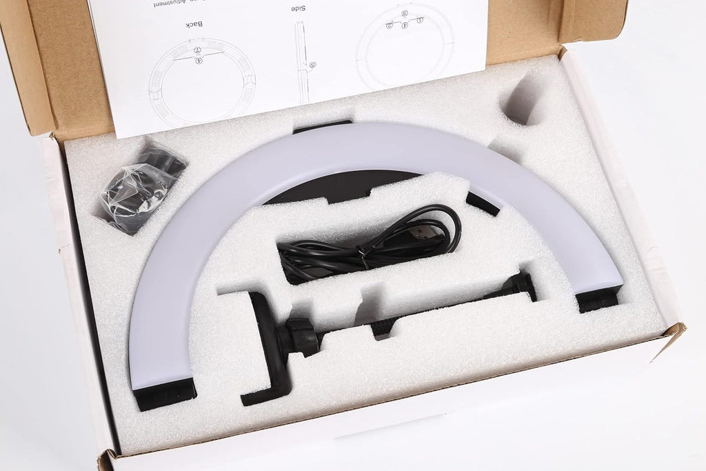 10 Compact Foldable Dimmable LED Video Ring Light Kit with Phone Holder and Light Stand L59670