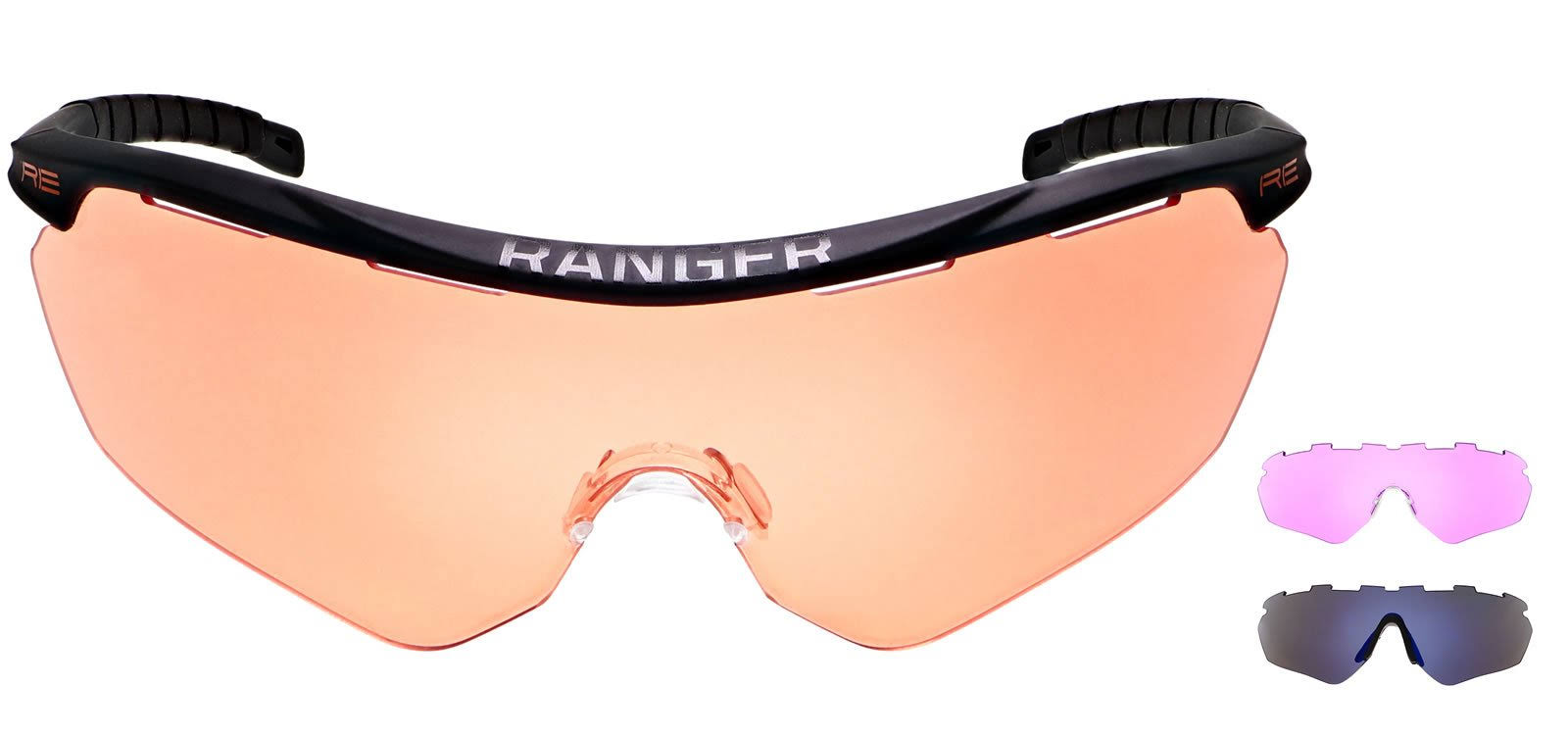 Phantom 2.0 Shooting Glasses Kit with Black Frame and HD Medium, Dark Purple and Modified Brown Lenses T491