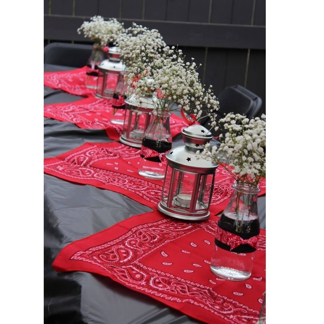 36 Pack Black & Red 100% Cotton Double Sided Bandanas N881