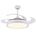 Retractable Metal LED Ceiling Fan with Remote - 42 Inches White R166624