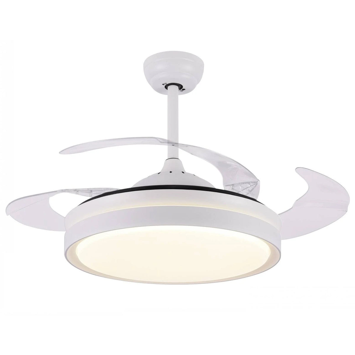 Retractable Metal LED Ceiling Fan with Remote - 42 Inches White R166624