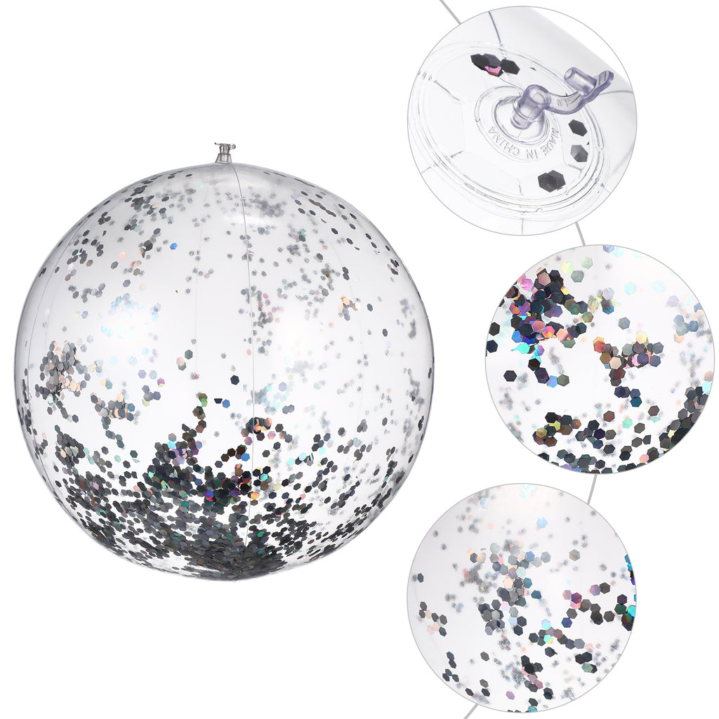 2 Pcs Glitter Confetti Inflatable Beach Balls with Air Pump L957