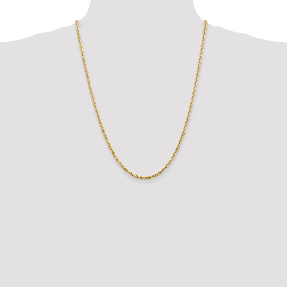 14kt Yellow Gold Diamond Cut Rope Chain 24 inch Lobster Clasp C536