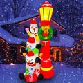 6 FT Inflatable Snowmans Stack of 3 with Street Light Sign E85562