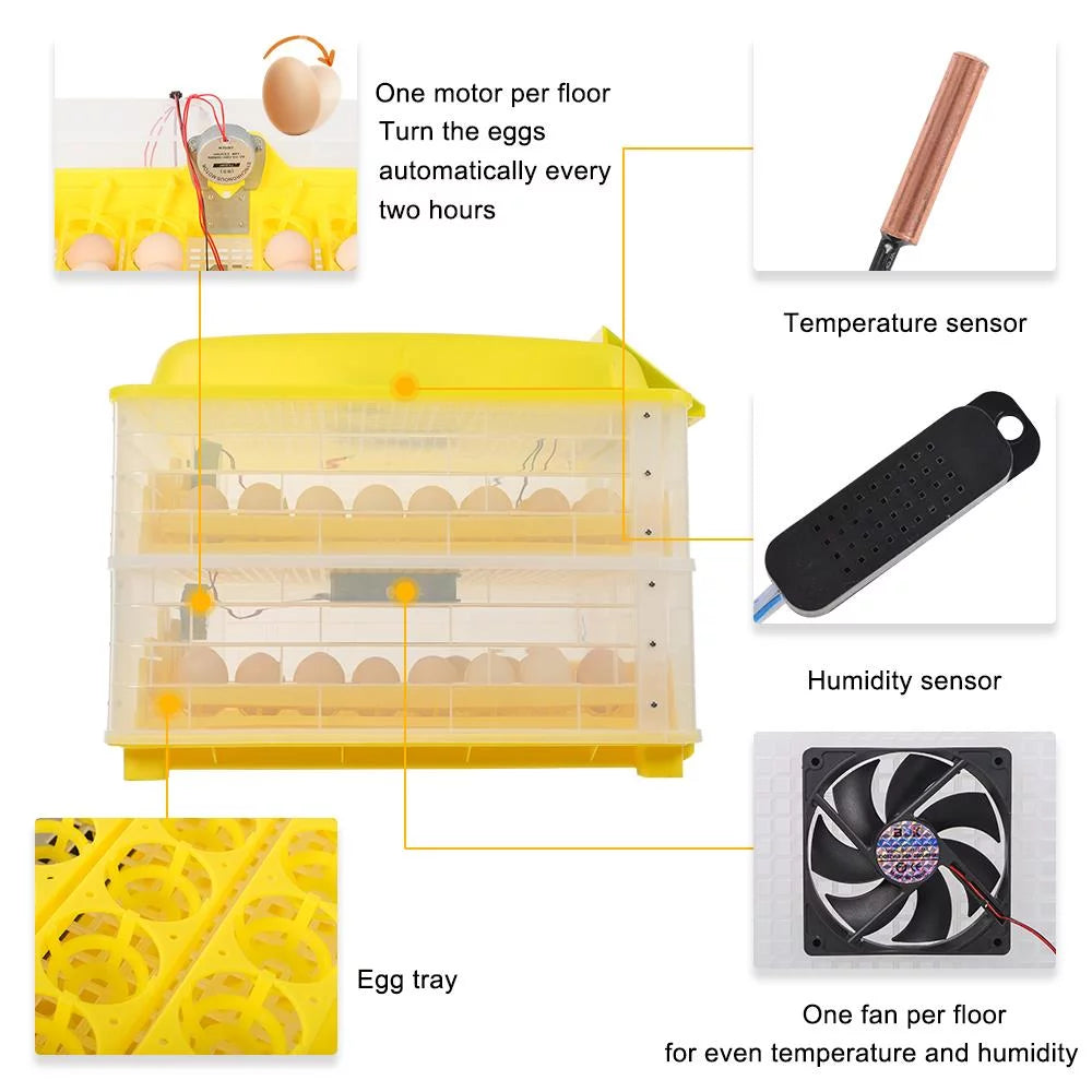 112 Egg Auto Egg Incubator Digital Control Automatic Poultry Hatcher Machine R5868